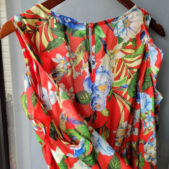 NWT Fashion Nova Orange Floral Small Long Sleeve Elastic Waist V Neck Romper - Picture 13 of 13